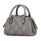 グッチ GGマトラッセ キルティング ミニボストンバッグ ショルダーバッグ 2WAY 702251 グレー レザー レディース GUCCI 【中古】